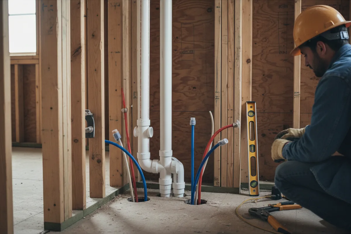 Drain and supply rough-in during Garbage Disposal Repair in Rocky Point